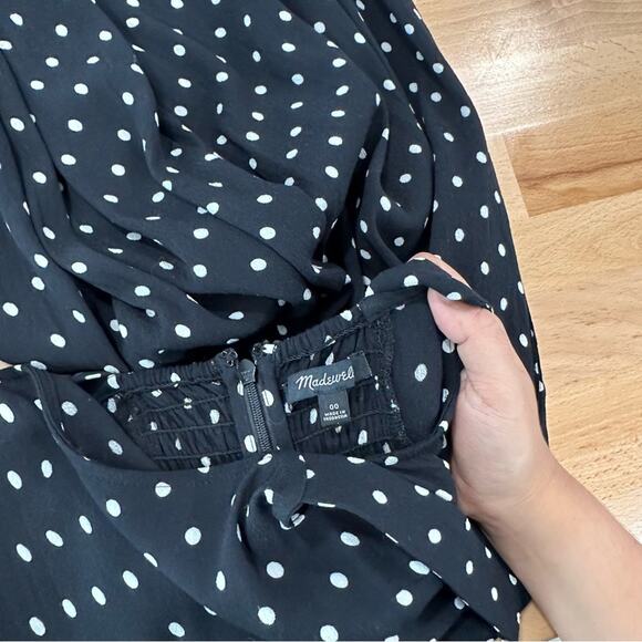 Madewell Polka Dot Wide Leg Jumpsuit Black Size 00 - Picture 7 of 7